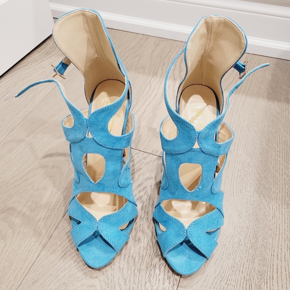 YOKI Teal Suede High Heels Sandals - Picture 3 of 6